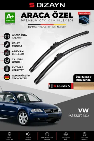 S-Dizayn Vw Passat B5 Ön Cam Silecek Seti 1996-2005 Premium Araca Özel 53-50 Cm  A+ Kalite