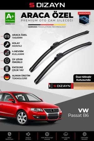 S-Dizayn Vw Passat B6 Ön Cam Silecek Seti 2005-2010 Premium Araca Özel 60-48 Cm  A+ Kalite