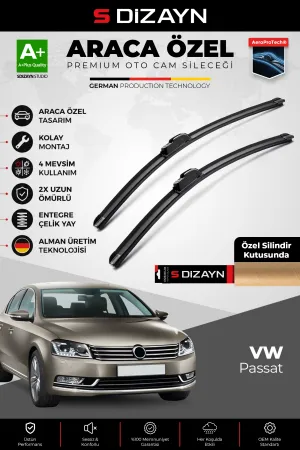 S-Dizayn Vw Passat B7 Ön Cam Silecek Seti 2010-2014 Premium Araca Özel 60-48 Cm  A+ Kalite