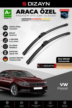 S-Dizayn Vw Passat B8 Ön Cam Silecek Seti 2015-2024 Premium Araca Özel 65-48 Cm  A+ Kalite