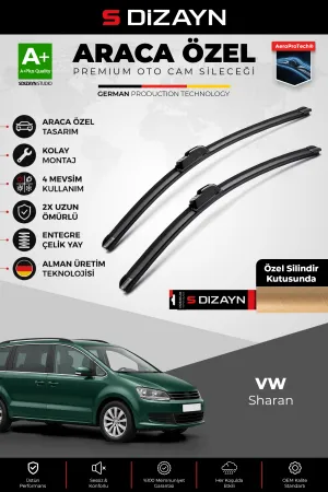 S-Dizayn Volkswagen Sharan Ön Cam Silecek Seti 2000-2010 Premium Araca Özel 70-70 Cm A+ Kalite