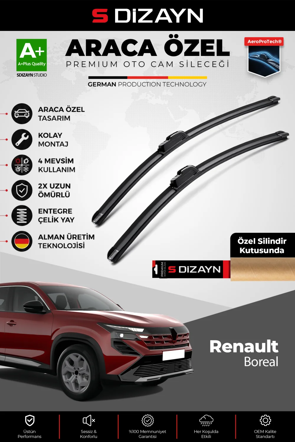 Renault Boreal Ön Cam Silecek Seti 2025 Üzeri Premium Araca Özel 60-45 Cm A+ Kalite