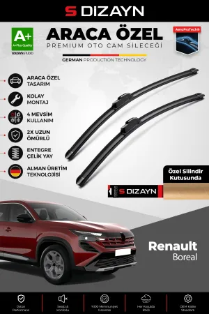 S-Dizayn Renault Boreal Ön Cam Silecek Seti 2025 Üzeri Premium Araca Özel 60-45 Cm A+ Kalite