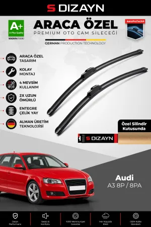 S-Dizayn Audi A3 8P Ön Cam Silecek Seti 2004-2012 Premium Araca Özel 60-48 Cm A+ Kalite