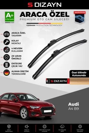 S-Dizayn Audi A4 B9 Ön Cam Silecek Seti 2015-2024 Premium Araca Özel 60-50 Cm A+ Kalite