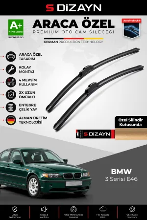 S-Dizayn BMW 3 Serisi E46 Ön Cam Silecek Seti 1998-2006 Premium Araca Özel 60-48 Cm A+ Kalite