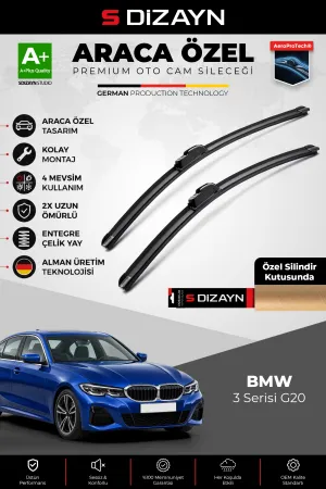 S-Dizayn BMW 3 Serisi G20 Ön Cam Silecek Seti 2019 Üzeri Premium Araca Özel 60-48 Cm A+ Kalite