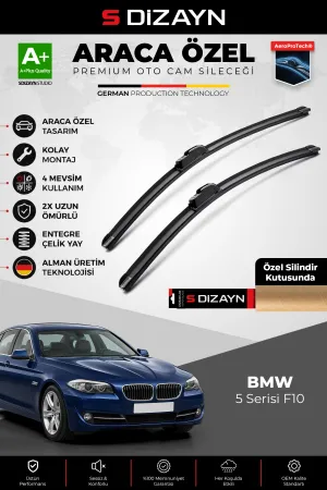 S-Dizayn BMW 5 Serisi F10 Ön Cam Silecek Seti 2010-2017 Premium Araca Özel 65-45 Cm A+ Kalite