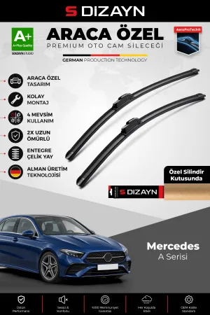 S-Dizayn Mercedes-Benz A Serisi W177 Ön Cam Silecek Seti 2018 Üzeri Premium Araca Özel 60-48 Cm A+ Kalite