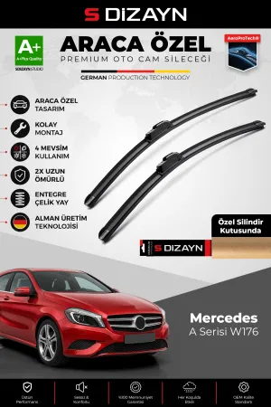 S-Dizayn Mercedes-Benz A Serisi W176 Ön Cam Silecek Seti 2012-2015 Premium Araca Özel 60-48 Cm A+ Kalite