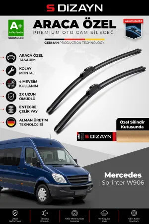 S-Dizayn Mercedes-Benz Sprinter W906 Ön Cam Silecek Seti 2006-2018 Premium Araca Özel 65-60 Cm A+ Kalite