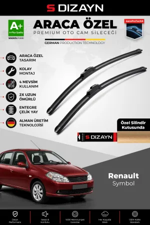 S-Dizayn Renault Symbol LU Ön Cam Silecek Seti 2008-2013 Premium Araca Özel 60-40 Cm A+ Kalite
