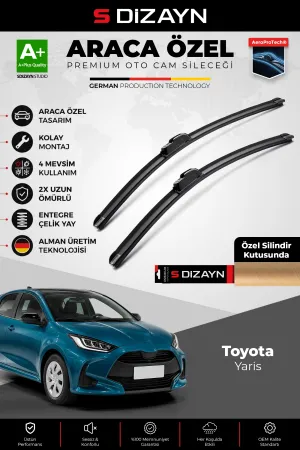 S-Dizayn Toyota Yaris XP210 Ön Cam Silecek Seti 2020 Üzeri Premium Araca Özel 60-40 Cm A+ Kalite