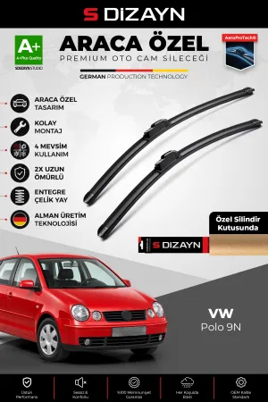 S-Dizayn Volkswagen Polo 9N Ön Cam Silecek Seti 2002-2005 Premium Araca Özel 53-45 Cm A+ Kalite