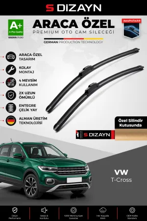 S-Dizayn Volkswagen T-Cross C11 Ön Cam Silecek Seti 2019 Üzeri Premium Araca Özel 65-45 Cm A+ Kalite