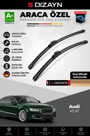 S-Dizayn Audi A5 8T Ön Cam Silecek Seti 2007-2016 Premium Araca Özel 60-50 Cm A+ Kalite
