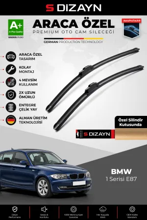 S-Dizayn Bmw 1 Serisi E87 Ön Cam Silecek Seti 2004-2013 Premium Araca Özel 50-50 Cm A+ Kalite