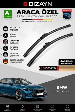 S-Dizayn Bmw 5 Serisi G60 Ön Cam Silecek Seti 2024 Üzeri Premium Araca Özel 65-48 Cm A+ Kalite