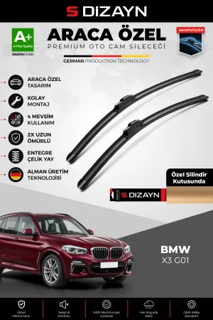 S-Dizayn BMW X3 G01 Ön Cam Silecek Seti 2017-2024 Premium Araca Özel 65-50 Cm A+ Kalite