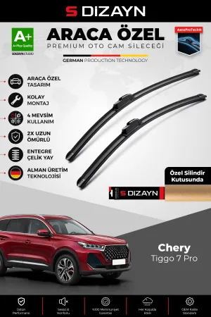 S-Dizayn Chery Tiggo 7 Pro T1E Ön Cam Silecek Seti 2023 Üzeri Premium Araca Özel 55-40 Cm A+ Kalite