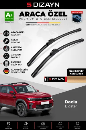 S-Dizayn Dacia Bigster Ön Cam Silecek Seti 2025 Üzeri Premium Araca Özel 60-45 Cm A+ Kalite