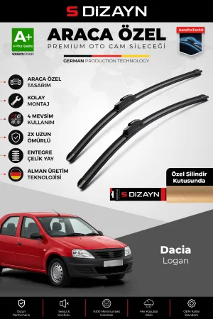 S-Dizayn Dacia Logan L90 Ön Cam Silecek Seti 2004-2012 Premium Araca Özel 50-50 Cm A+ Kalite