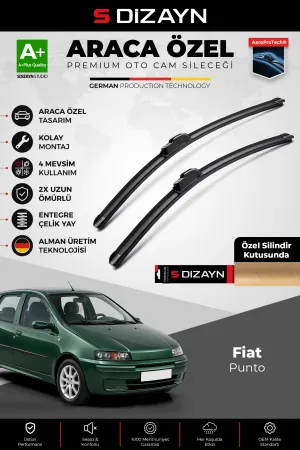 S-Dizayn Fiat Punto 188 Ön Cam Silecek Seti 1999-2005 Premium Araca Özel 55-45 Cm A+ Kalite