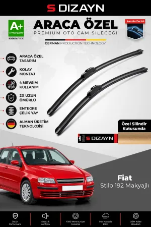 S-Dizayn Fiat Stilo 192 Makyajlı Ön Cam Silecek Seti 2005-2008 Premium Araca Özel 55-48 Cm A+ Kalite