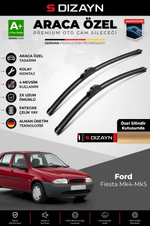 S-Dizayn Ford Fiesta Mk4 Ön Cam Silecek Seti 1995-2001 Premium Araca Özel 48-48 Cm A+ Kalite