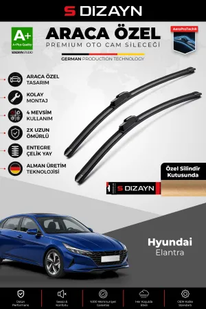 S-Dizayn Hyundai Elantra Cn7 Ön Cam Silecek Seti 2020 Üzeri Premium Araca Özel 65-40 Cm A+ Kalite
