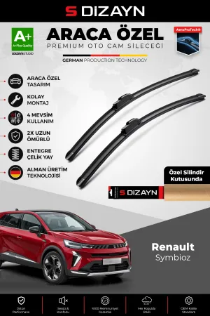 S-Dizayn Renault Symbioz Ön Cam Silecek Seti 2024 Üzeri Premium Araca Özel 65-35 Cm A+ Kalite