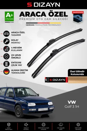 S-Dizayn Volkswagen Golf 3 1H Ön Cam Silecek Seti 1991-1998 Premium Araca Özel 53-48 Cm A+ Kalite