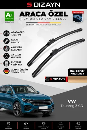 S-Dizayn VW Touareg 3 CR Ön Cam Silecek Seti 2018 Üzeri Premium Araca Özel 65-55 Cm A+ Kalite