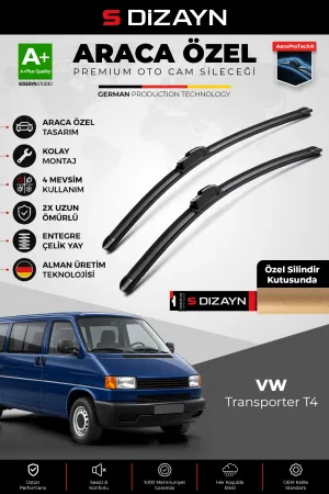 S-Dizayn VW Transporter T4 70X Ön Cam Silecek Seti 1990-2003 Premium Araca Özel 53-53 Cm A+ Kalite