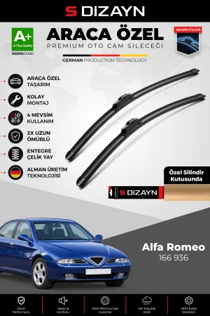 S-Dizayn Alfa Romeo 166 936 Ön Cam Silecek Seti 1998-2007 Premium Araca Özel 53-48 Cm A+ Kalite