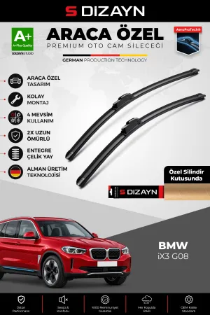 S-Dizayn BMW iX3 G08 Ön Cam Silecek Seti 2020-2024 Premium Araca Özel 65-50 Cm A+ Kalite