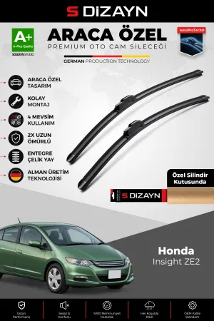 S-Dizayn Honda Insight ZE2 Ön Cam Silecek Seti 2009-2014 Premium Araca Özel 65-40 Cm A+ Kalite