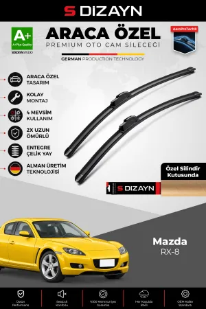 S-Dizayn Mazda Rx-8 Ön Cam Silecek Seti 2003-2012 Premium Araca Özel 50-45 Cm A+ Kalite