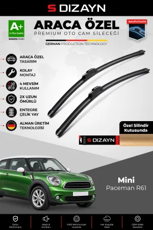 S-Dizayn Mini Paceman R61 Ön Cam Silecek Seti 2013-2016 Premium Araca Özel 48-50 Cm A+ Kalite