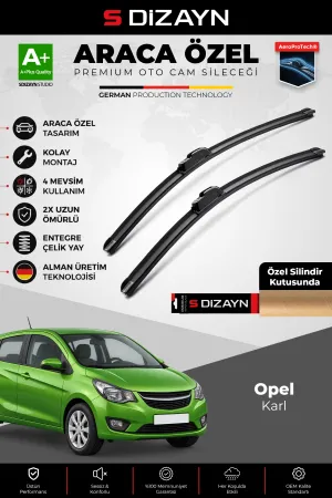 S-Dizayn Opel Karl Ön Cam Silecek Seti 2015-2019 Premium Araca Özel 60-35 Cm A+ Kalite