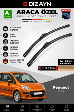 S-Dizayn Peugeot 1007 Ön Cam Silecek Seti 2005-2009 Premium Araca Özel 60-45 Cm A+ Kalite