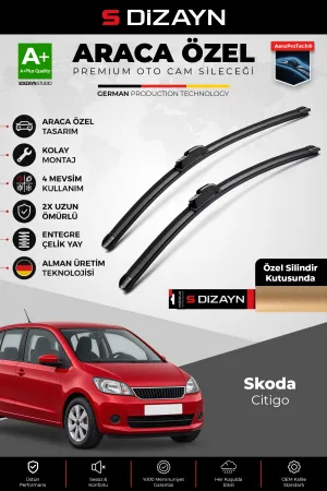 S-Dizayn Skoda Citigo Ön Cam Silecek Seti 2011-2020 Premium Araca Özel 60-40 Cm A+ Kalite