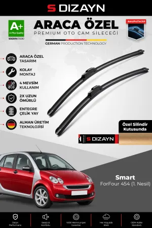 S-Dizayn Smart Forfour 454 Ön Cam Silecek Seti 2004-2006 Premium Araca Özel 65-45 Cm A+ Kalite