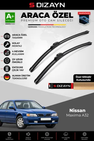 S-Dizayn Nissan Maxima Ön Cam Silecek Seti 1995-2000 Premium Araca Özel 53-53 Cm A+ Kalite
