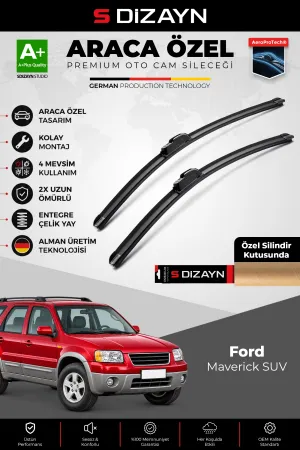 S-Dizayn Ford Maverick Ön Cam Silecek Seti 2000-2007 Premium Araca Özel 48-48 Cm A+ Kalite