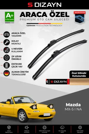S-Dizayn Mazda Mx-5 Ön Cam Silecek Seti 1989-1998 Premium Araca Özel 45-45 Cm A+ Kalite