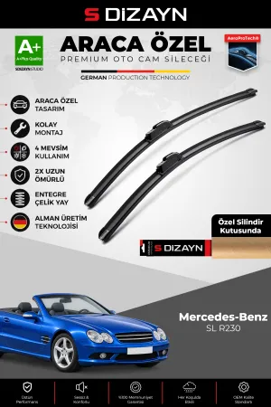 S-Dizayn Mercedes Sl Ön Cam Silecek Seti 2001-2012 Premium Araca Özel 65-65 Cm A+ Kalite