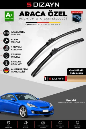 S-Dizayn Hyundai Genesis Coupe Ön Cam Silecek Seti 2010-2016 Premium Araca Özel 60-48 Cm A+ Kalite