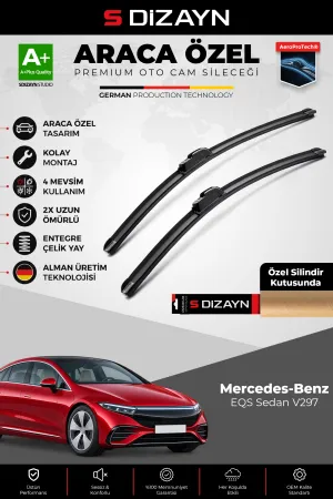 S-Dizayn Mercedes EQS Sedan Ön Cam Silecek Seti 2021 Üzeri Premium Araca Özel 55-55 Cm A+ Kalite