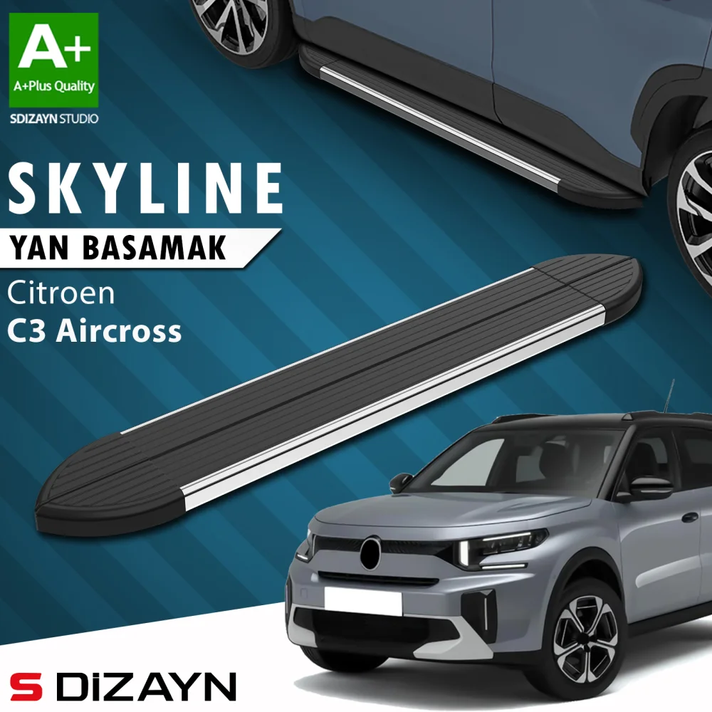 S-Dizayn Citroen C3 Aircross 2 Skyline Krom Yan Basamak 183 Cm 2024 Üzeri A+ Kalite
